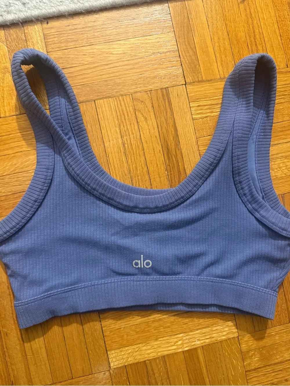 ALO Yoga Ribbed Scoop Sports Bra — Periwinkle Blue